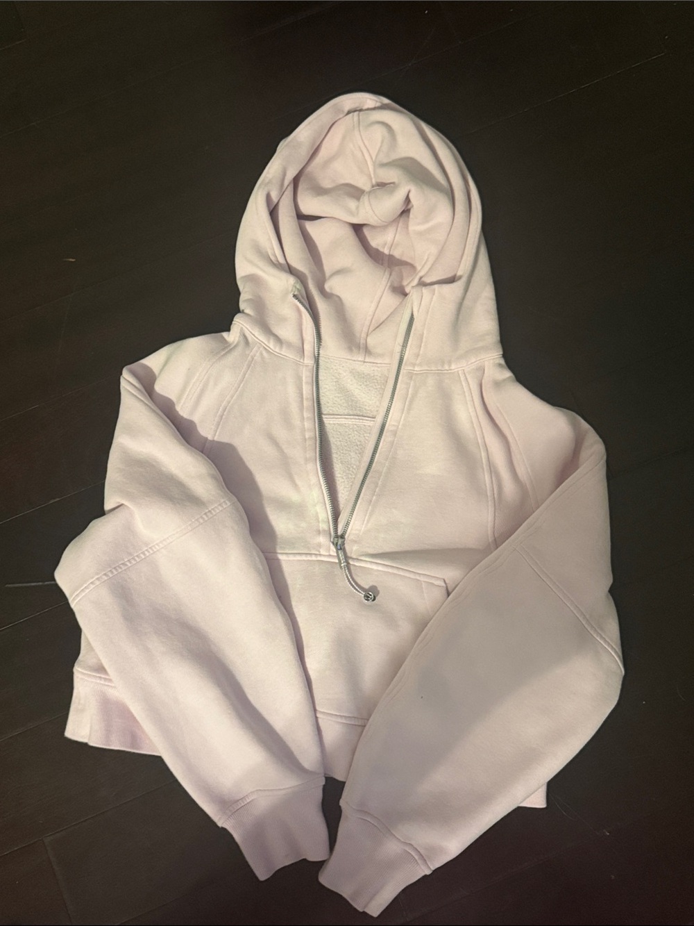 lululemon athletica Pale Pink Cropped Drawstring Hoodie